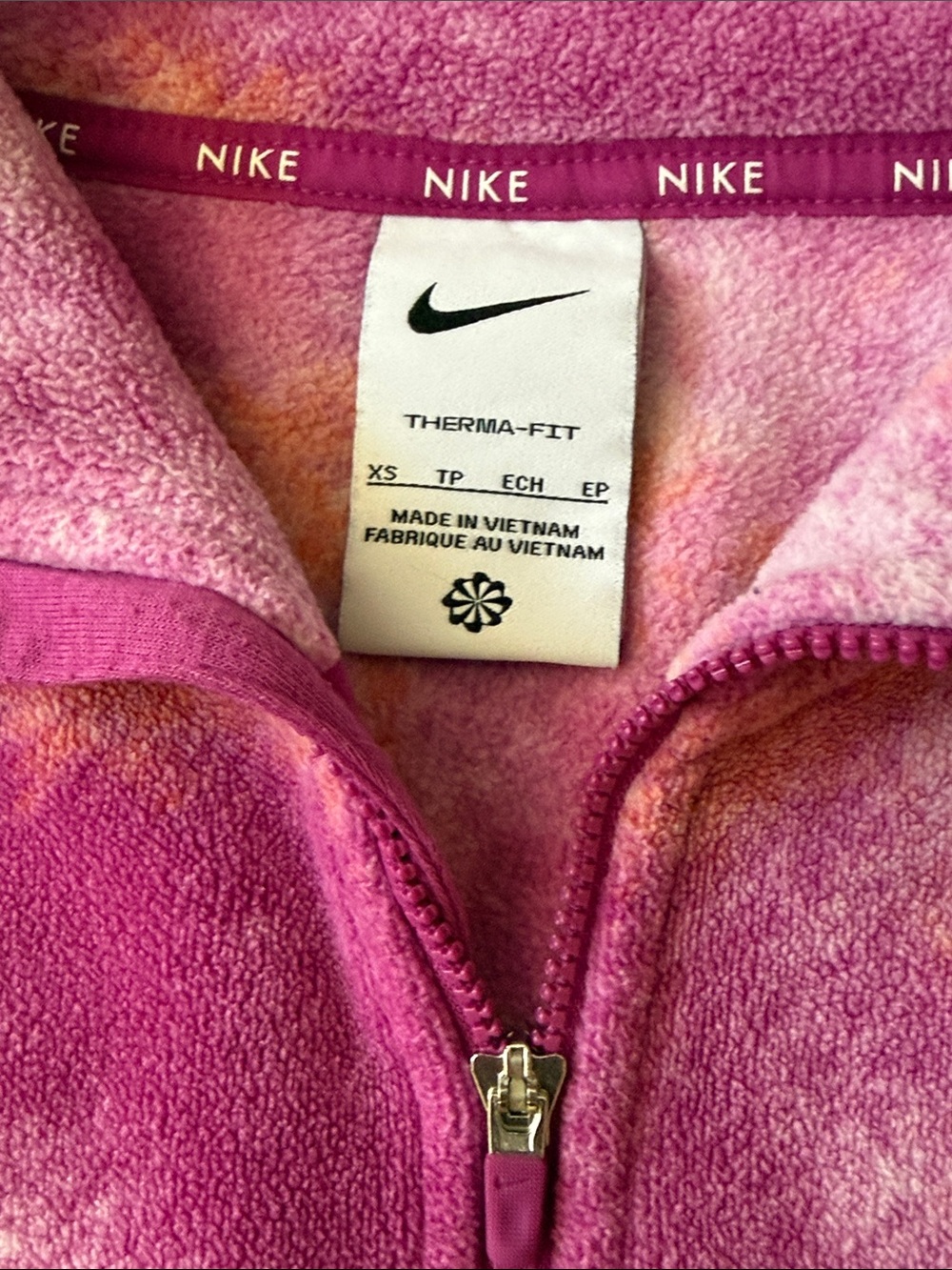 Nike Therma-FIT Oversized Half Zip Fleece Pullover Sweatshirt Pocket Pink Sz XS - Picture 5 of 12